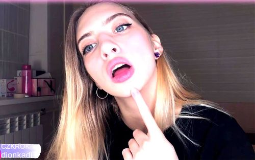 Tongue fetish teasing with sexy lips