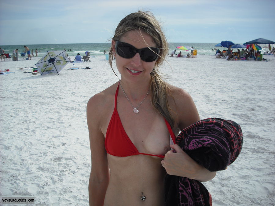 Wife flash beach photo